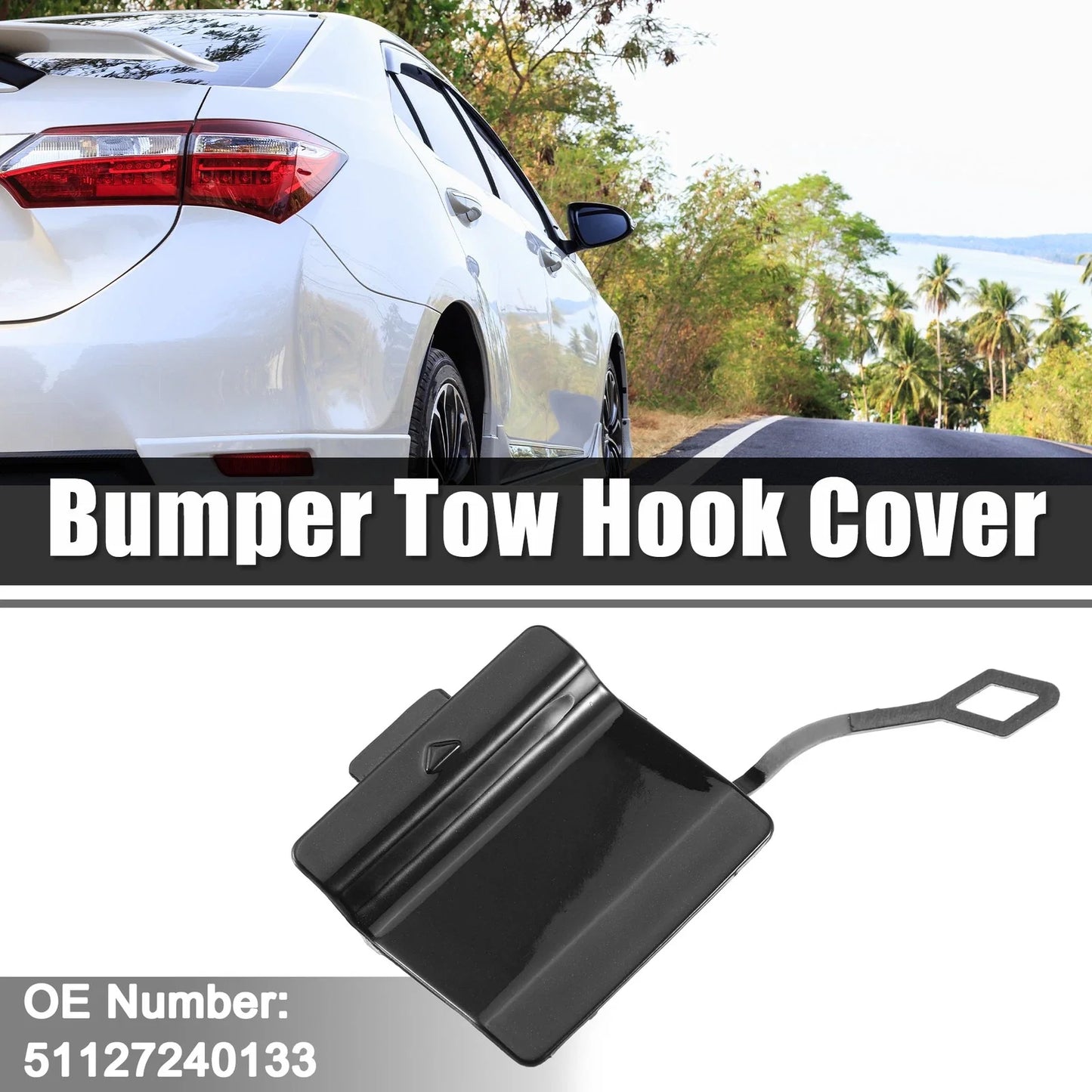 Rear Bumper Tow Eye Cover Cap for BMW 550i (2011 - 2013) Black