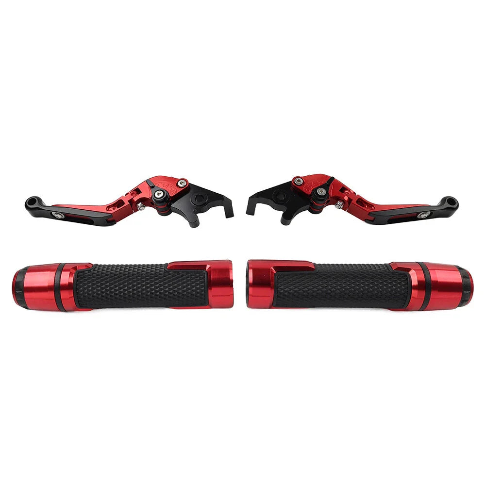 Red Extendable Brake Clutch Levers & Handlebar Grips for Benelli BN302S (2015-2020)