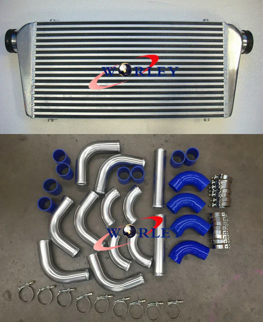 600x300x76mm Front Mount Intercooler + 3" Aluminum Piping + Silicone Hoses