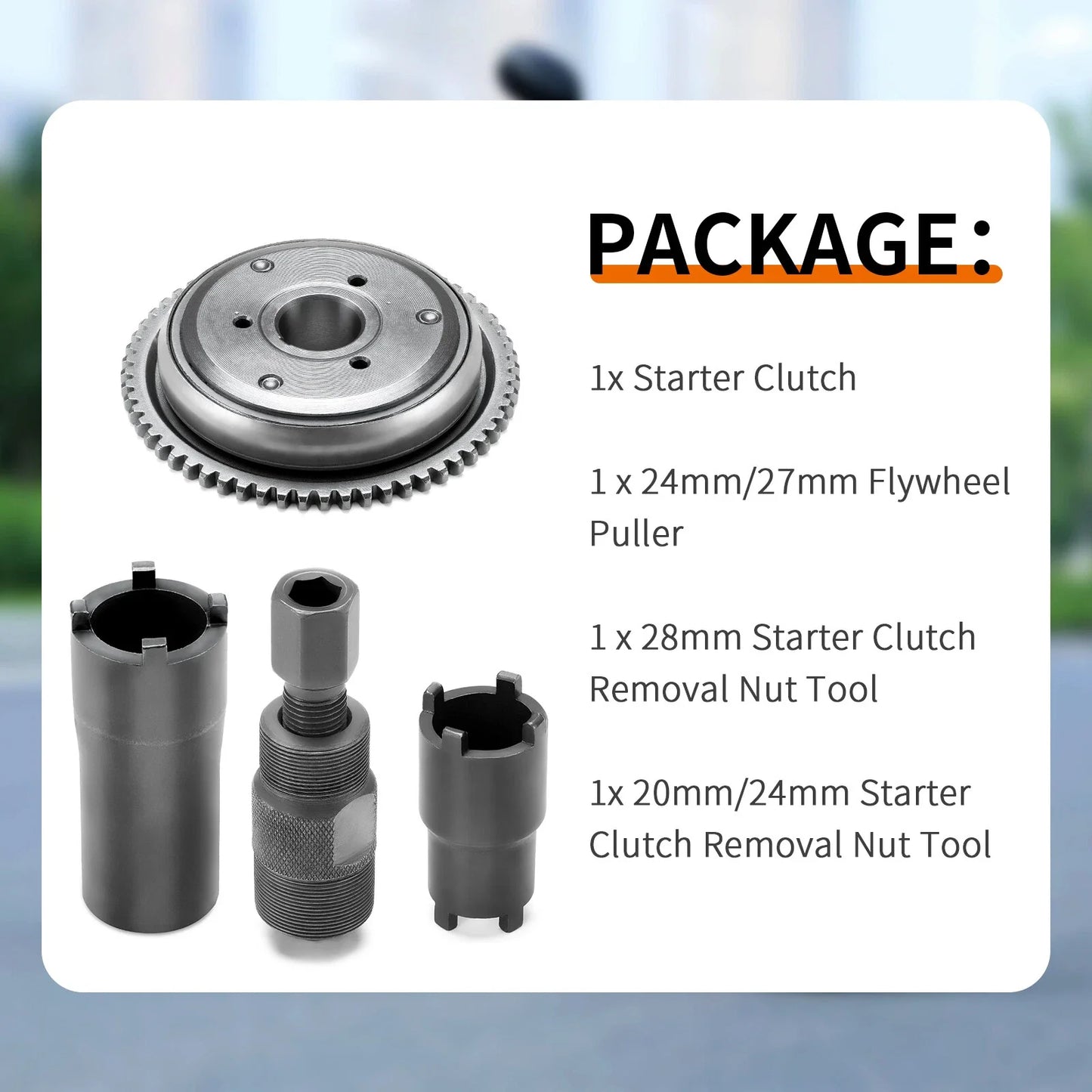 Magneto Flywheel Puller Tool + Starter Clutch for GY6 Scooter (2006–2016)