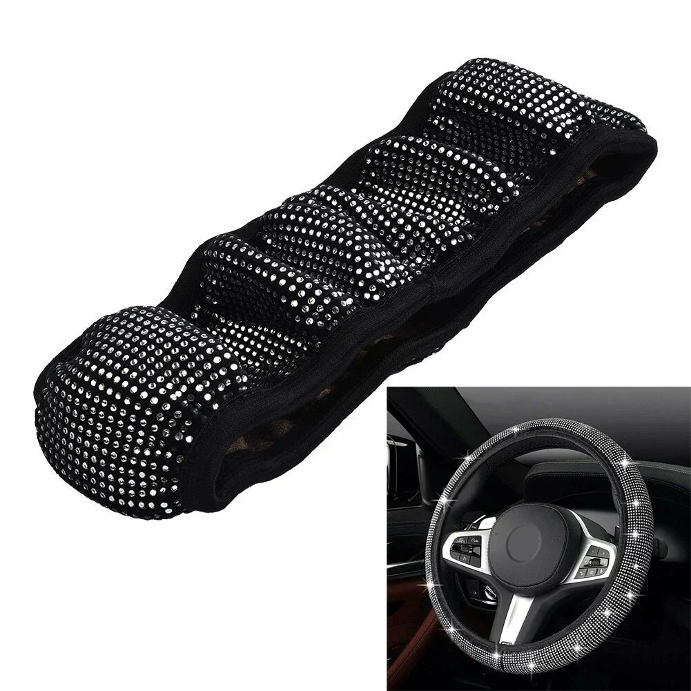 38CM / Steering Wheel Cover Bling for CRYSTAL Silver