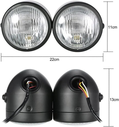 12V H4 35W Dual Motorcycle Headlight Lamp + Bracket