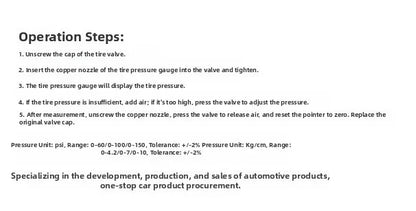Mechanical Tire Pressure Gauge Portable Stainless Steel with Hose for Car Use