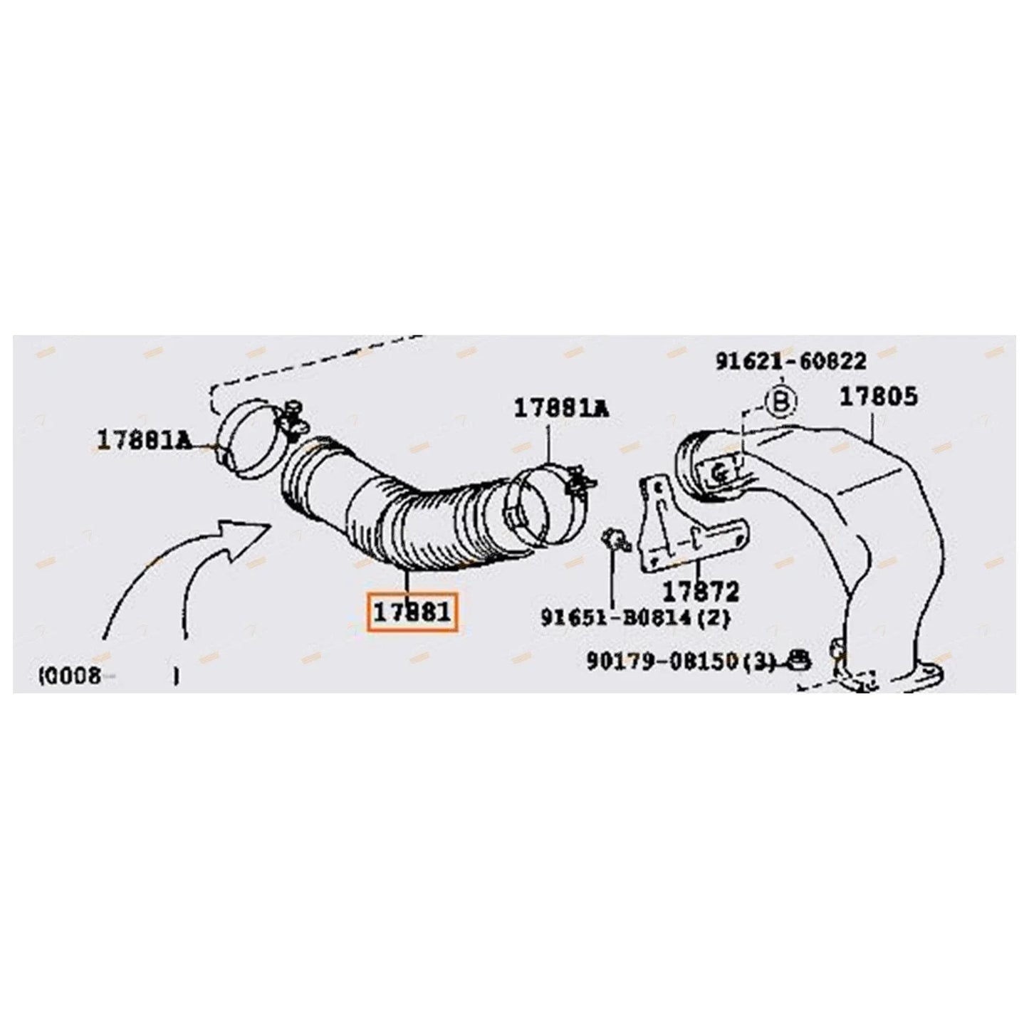 Rubber Air Cleaner Intake Hose for Hiace Van Diesel 3L (1989–2000)
