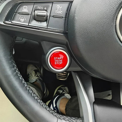 Red Engine Start Stop Switch Trim for Alfa Romeo Giulia Stelvio (2017-2022)