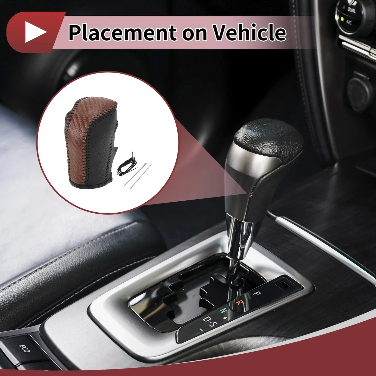 Car Gear Shift Knob Cover for Honda Inspire 2023 Brown Faux Leather