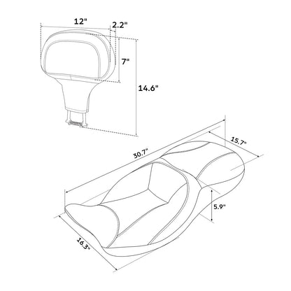 Driver Passenger Seat & Backrest for Harley Touring Road Tri Glide (2009-2023)