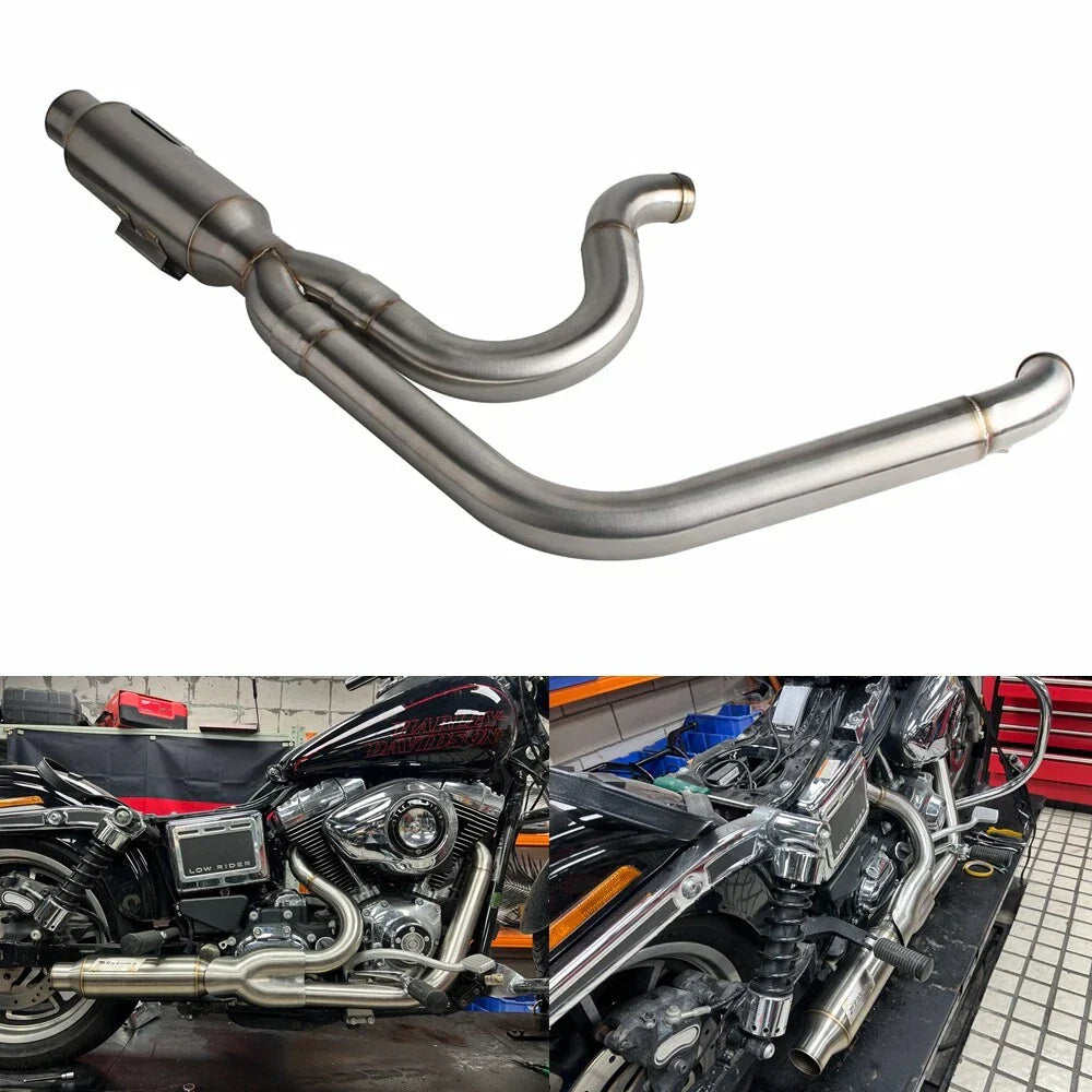 Exhaust System Kit for Harley Dyna Fat Bob Low Rider 06-17