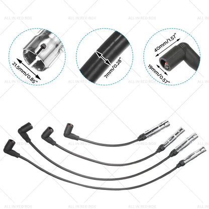 4 x 7mm Ignition Spark Plug Wires for VW Beetle Golf Jetta (1998-2015)