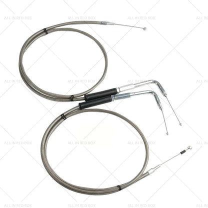 Throttle & Idle Cable Set 56-1/2" Stainless Steel for Harley-Davidson