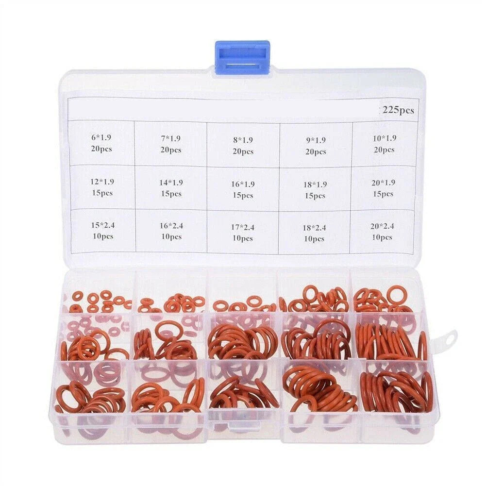 O Ring 225pcs Red Silicone Assortment for Flanges