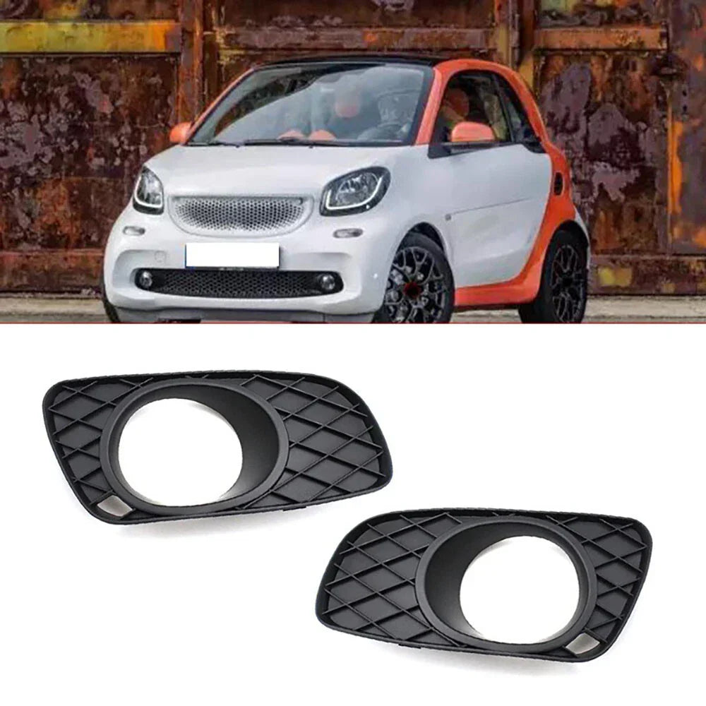 Front Bumper Fog Light Trim Covers Black for Smart Fortwo (2007-2014)