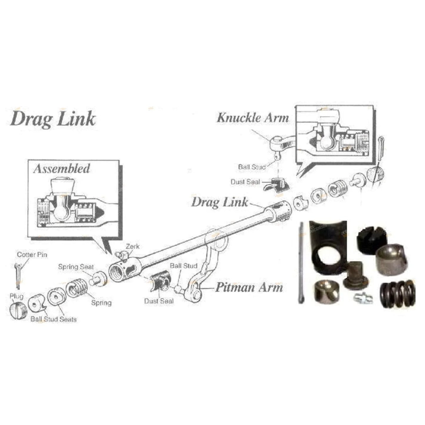 Drag Link End Knuckle Repair Kit for Toyota Hilux 4x4 (1979–1997)