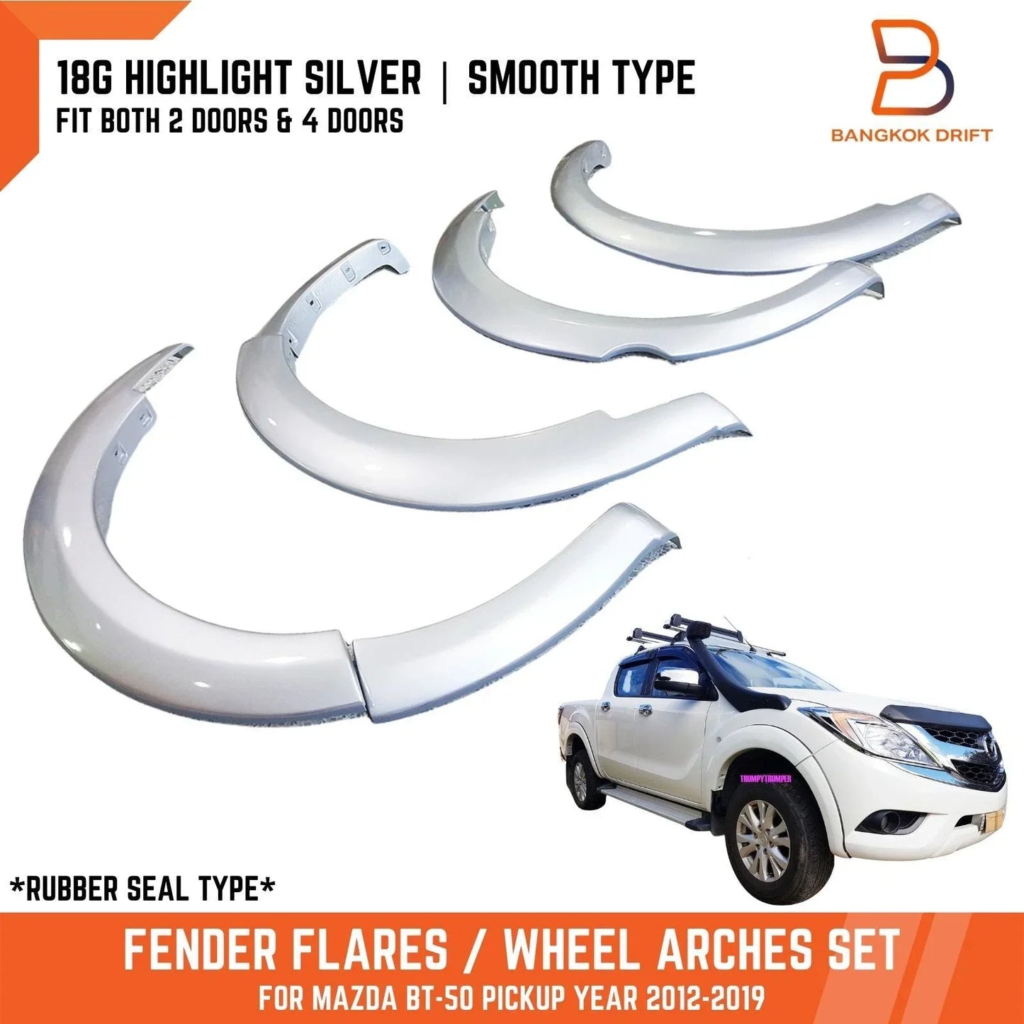 18G Silver Fender Flares Wheel Arch for Mazda BT-50 (2012-2019)