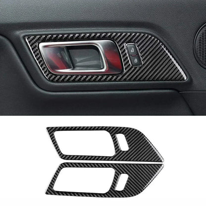 Carbon Fiber Interior Door Handle Trim Covers for 2015-2022 Ford Mustang