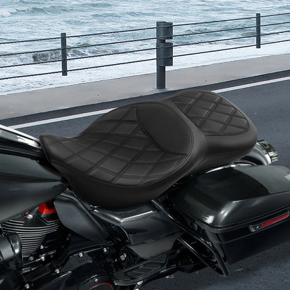 Black Gel Driver Rider Passenger Seat for Harley Street Road Tri Glide (09-23)