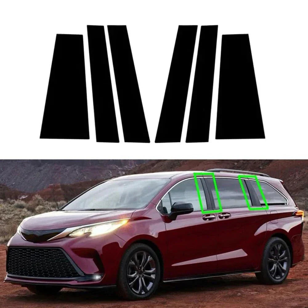 6 x Window Pillar Posts Door Trim Covers for 2021-2024 Toyota Sienna