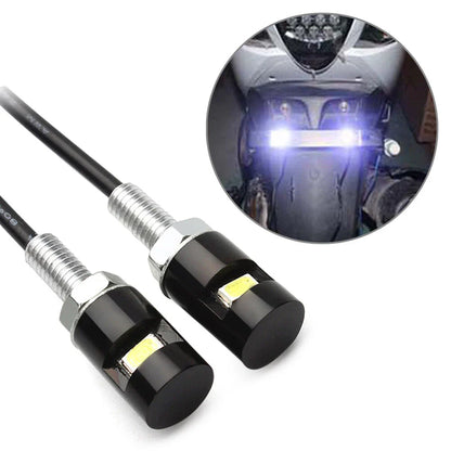 LED White Turn Signal Lights for Motorcycle Black License Plate