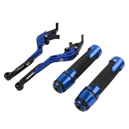 Blue Extendable Brake Clutch Levers & Handlebar Grips for Aprilia Tuono V4