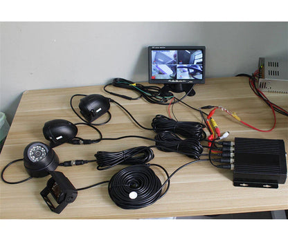 DVR Video Recorder & 7" Monitor with CCD Front Rear Camera for Truck Van Bus Car