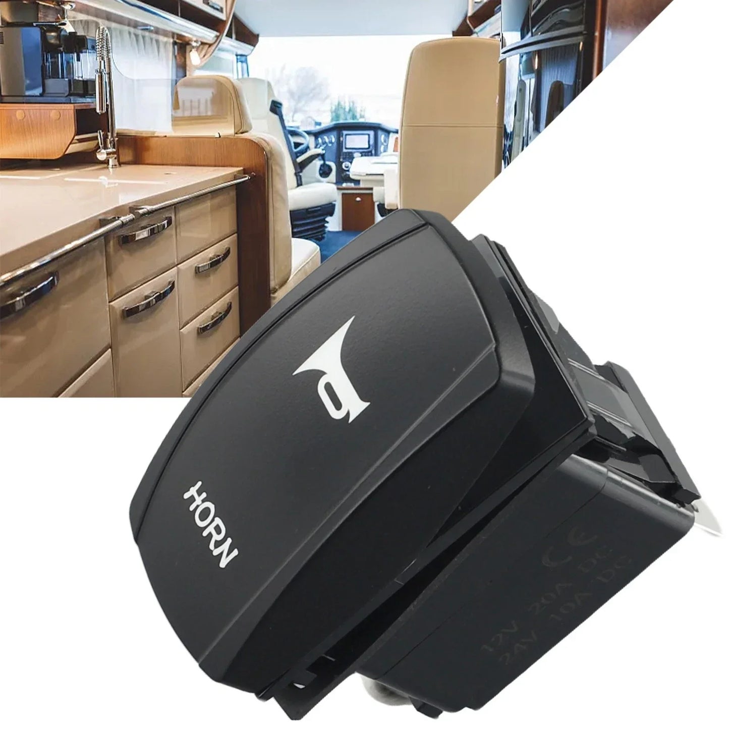 Rocker Switch Black ABS Blue LED Speaker Push Button for Car