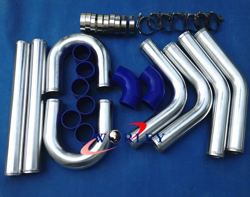 2.5" Blue Aluminum Turbo Intercooler Pipe Kit for Universal Fit