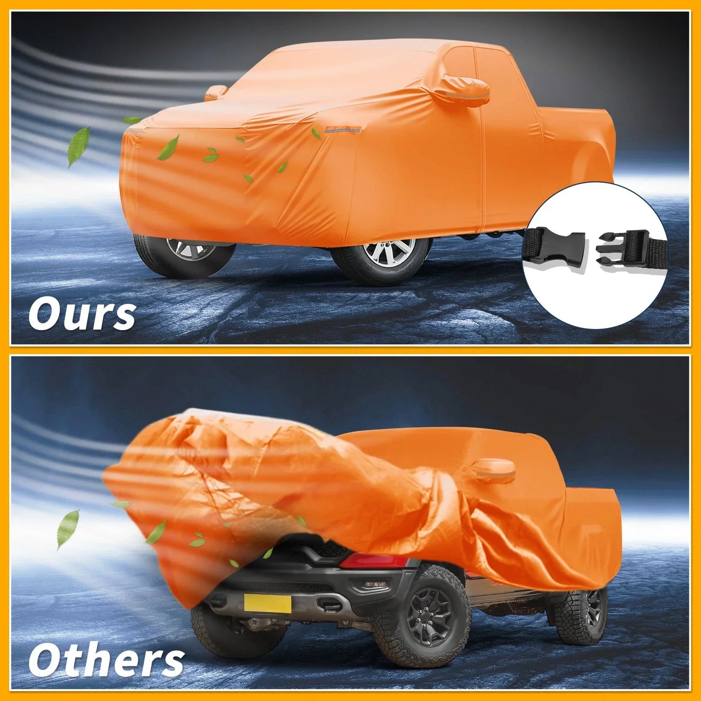 Waterproof All Weather Car Cover for Dodge Ram (2010-2023) - Orange 210D-PU