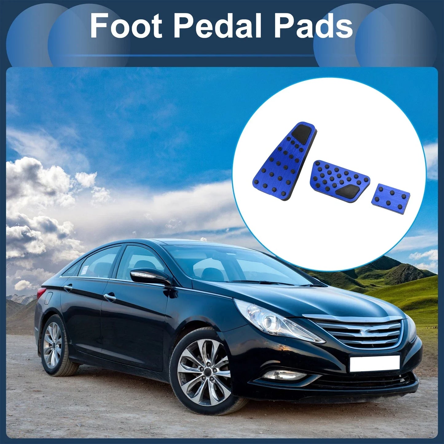 Automatic Foot Accelerator Pedal Covers 2 x Blue for Dodge RAM 1500 (2010-2018)