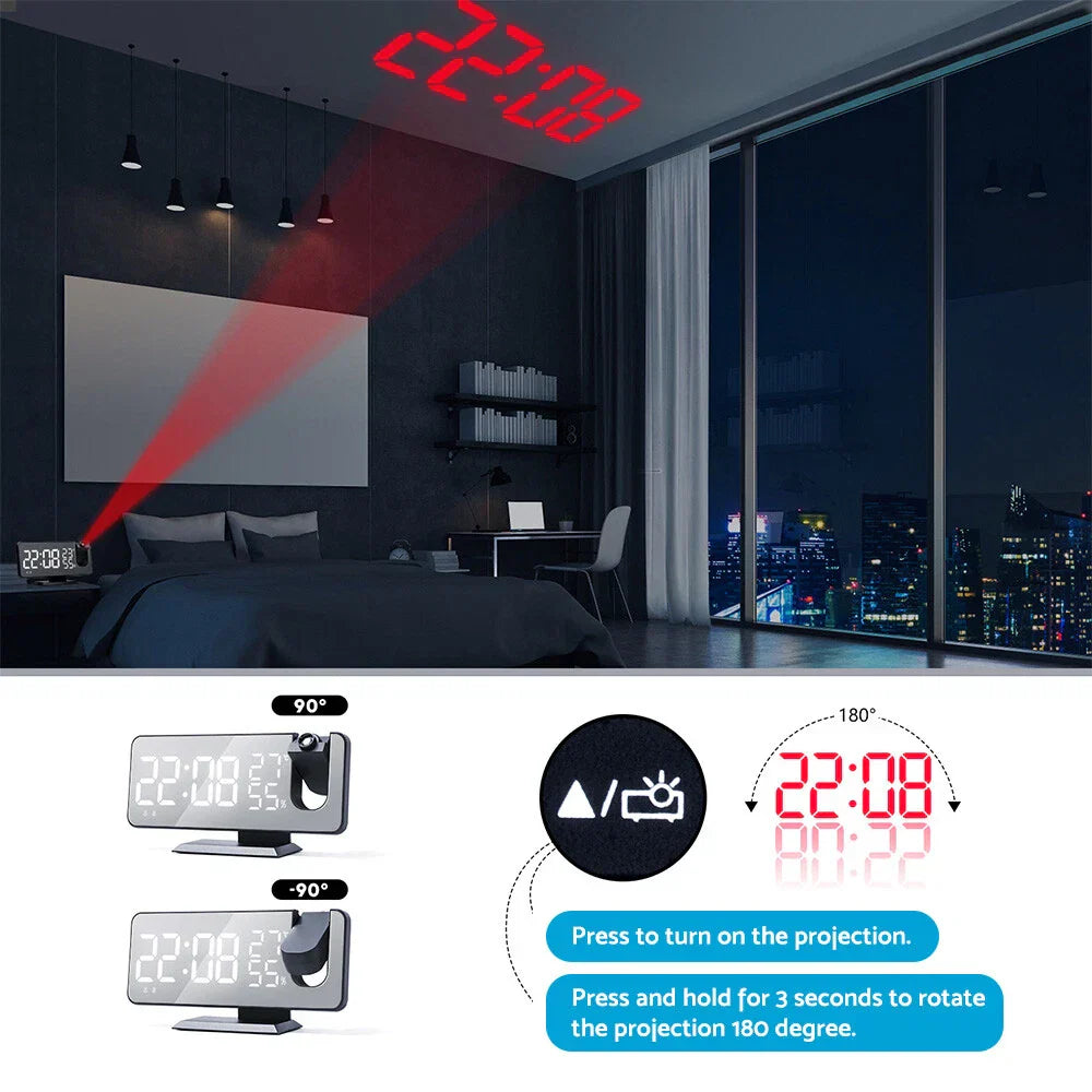 Big Screen Digital Dual Alarm Clock Radio for Ceiling Projection