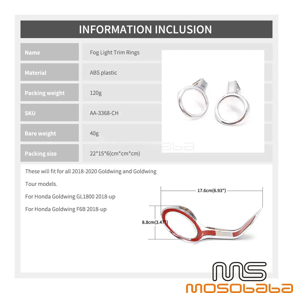 2.5" Chrome Fog Light Trim Ring for Honda Goldwing F6B GL1800 (2013-2017)