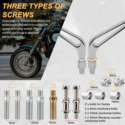 Chrome Rectangle Motorcycle Side Rear Mirrors for Harley Softail Sportster