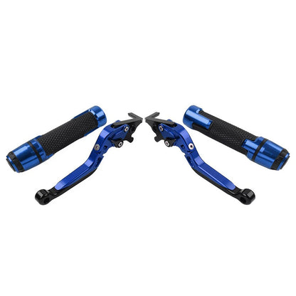 Blue Extendable Brake Clutch Levers & Handlebar Grips for Kawasaki ZX6R