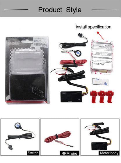Digital Red LED Motorcycle Tachometer 0-20000 RPM Gauge for 12V Motorcycles