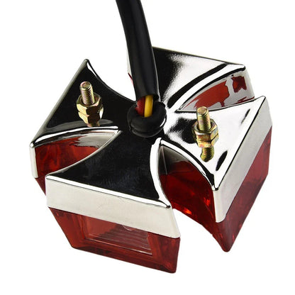 Tail Light 12V Maltese Cross LED License Plate for Motorcycle Chopper