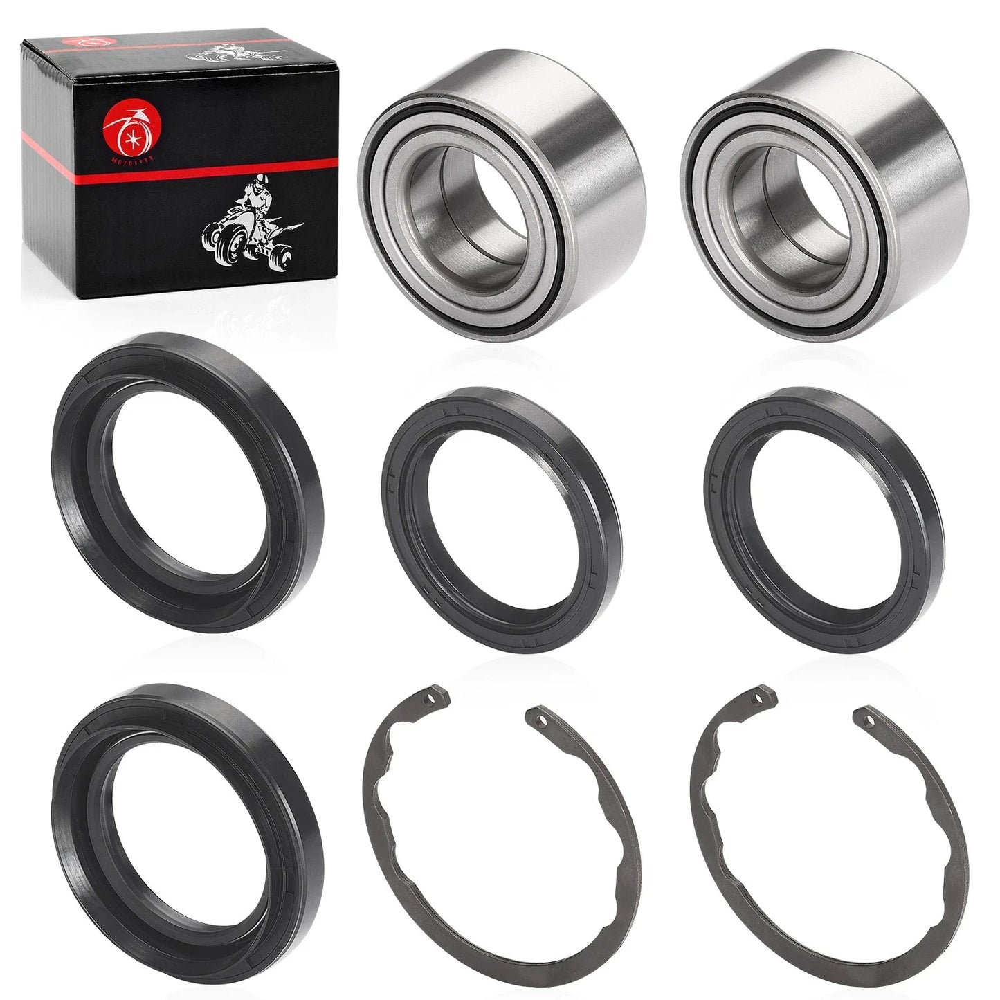 2Pcs Front Wheel Bearing & Seal Kit for Kawasaki Bayou 300/400 (1998–2008)