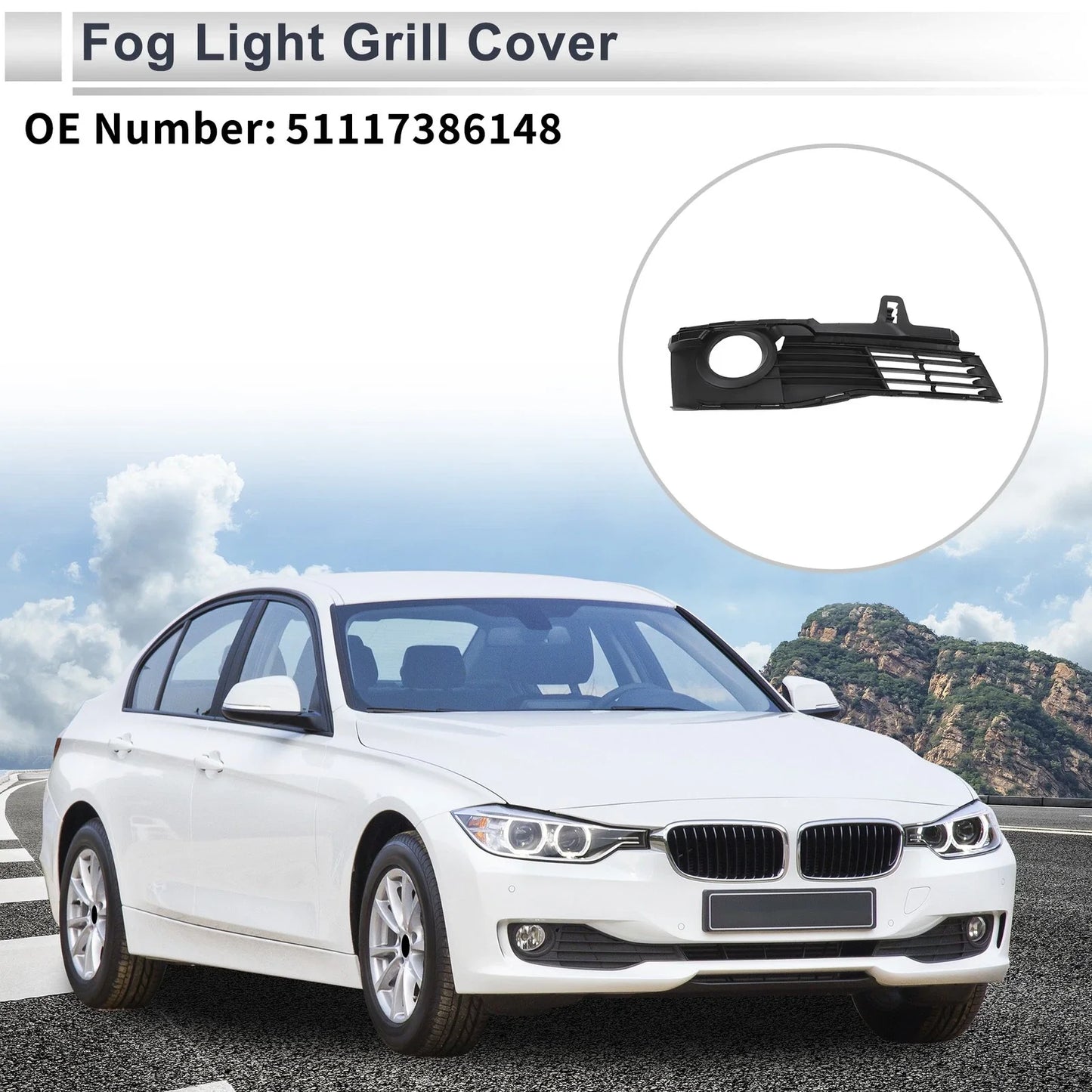 1 x Front Right Fog Light Grill for BMW 3 Series (2015 - 2019)