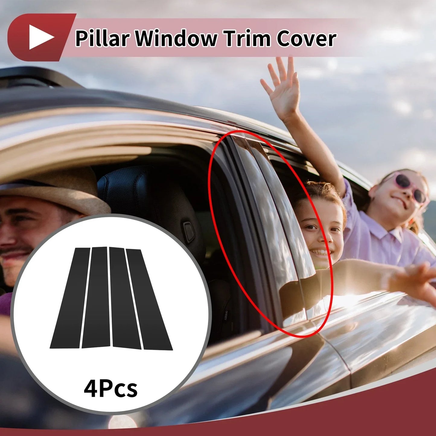 Black Door Pillar Window Trim 4 x Pcs for Lexus GS (2013-2021)