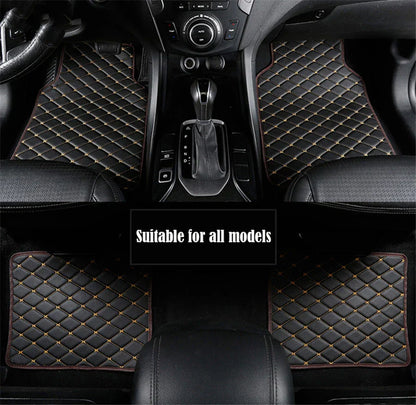 4 x PU Leather Car Floor Mats Black & Beige