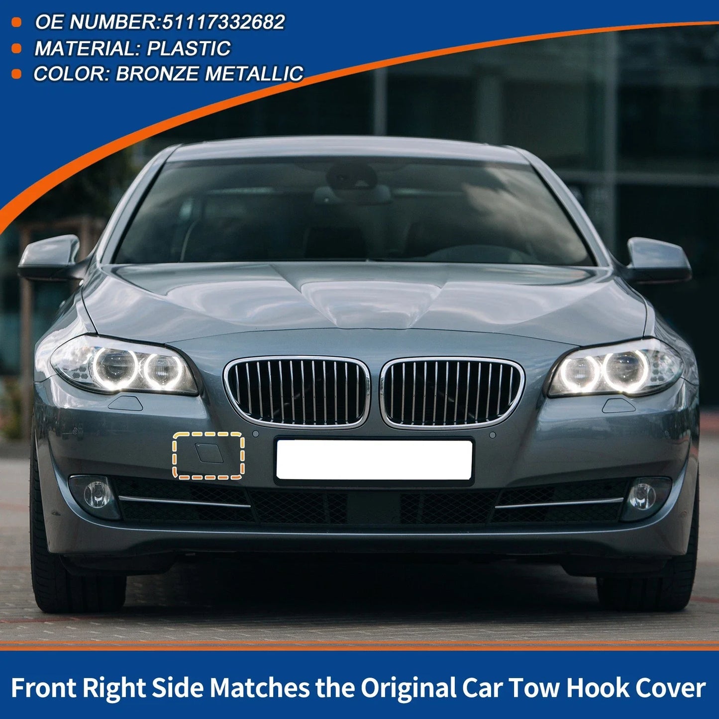 Front Right Bumper Tow Hook Cover Cap for BMW Bronze Metallic