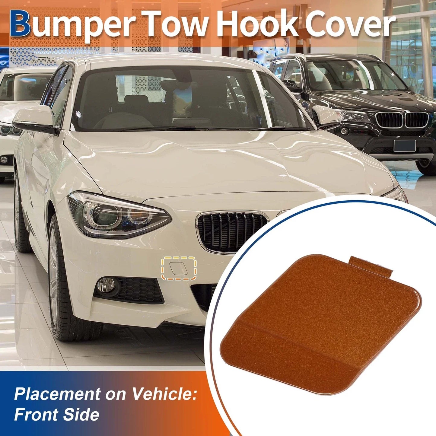 Tow Hook Cover Front Car Bumper for BMW Valencia Orange Metallic