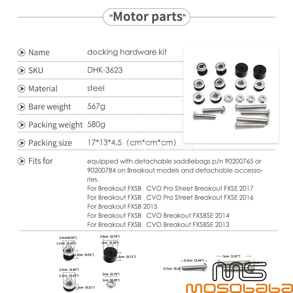 Detachable Sissy Bar Rack Docking Hardware for Harley Breakout (2013-2023)