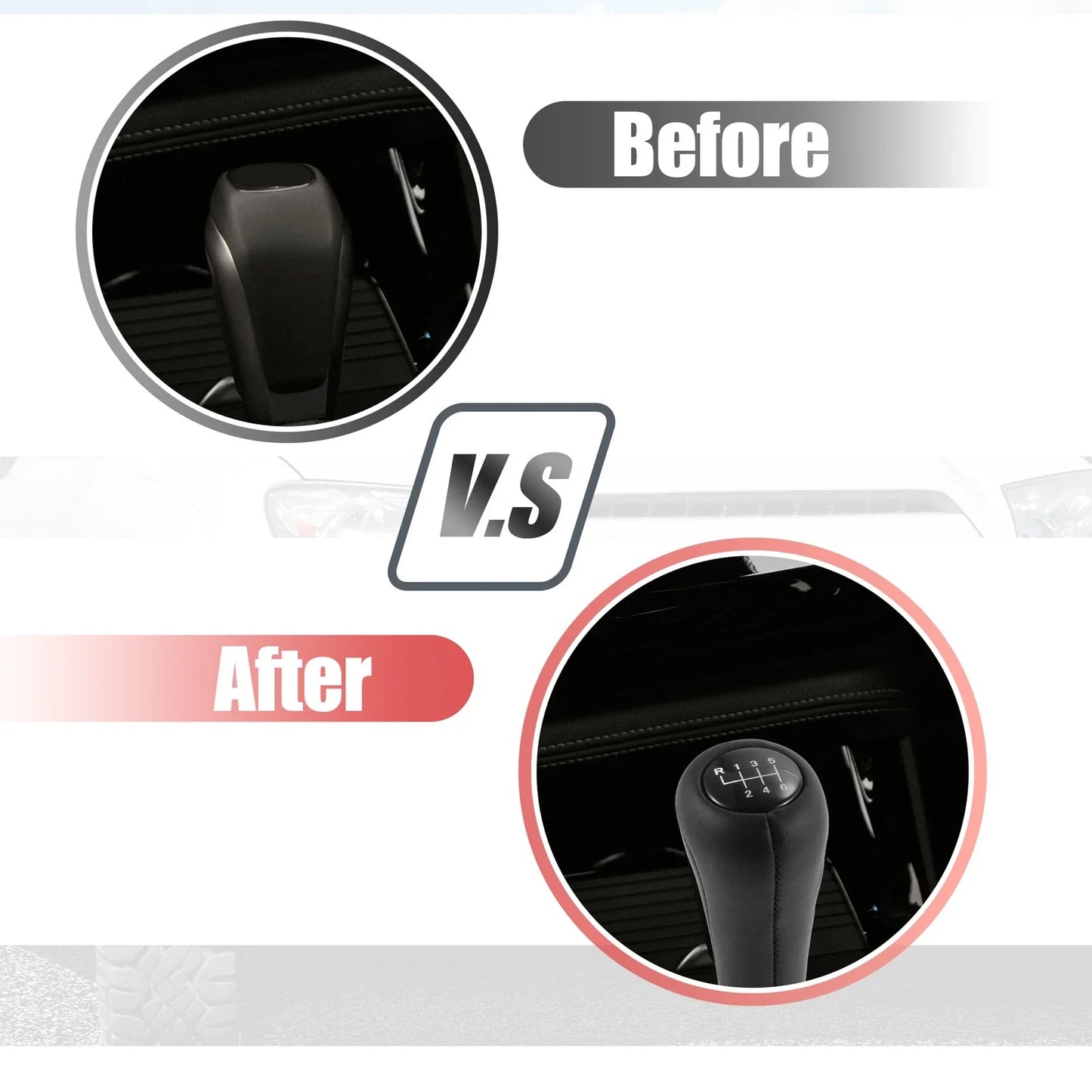 6-Speed Manual Gear Shift Knob Faux Leather Black for BMW