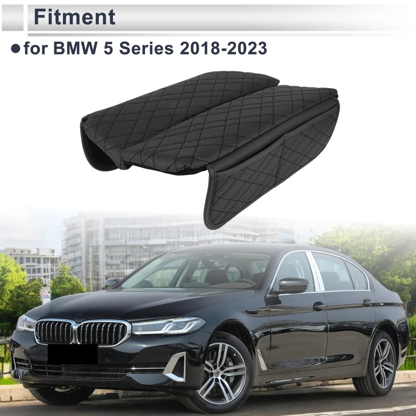 Center Console Cover with Storage Bag for BMW 5 Series (2018-2023) Black