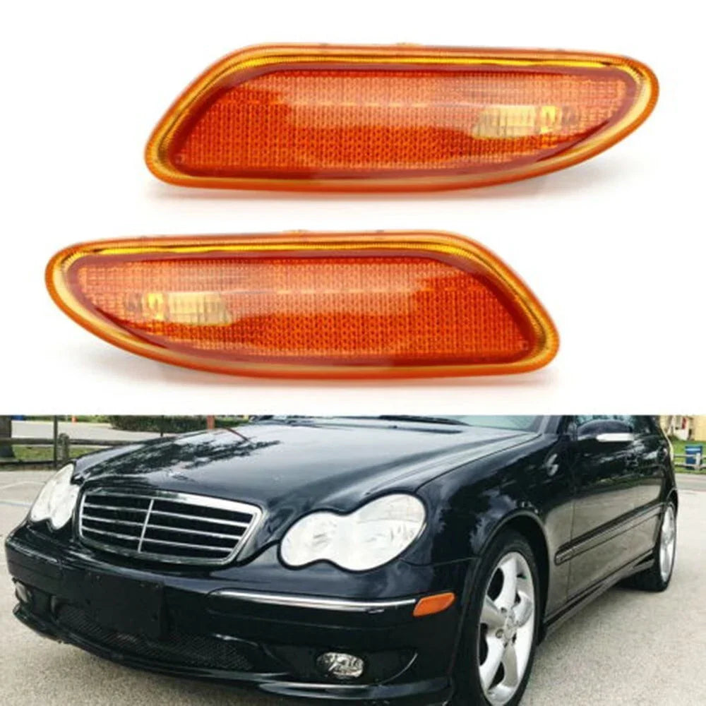 Left&Right Side Marker Bumper Turn Signals 2 x for W203 C-Class (2000–2007)