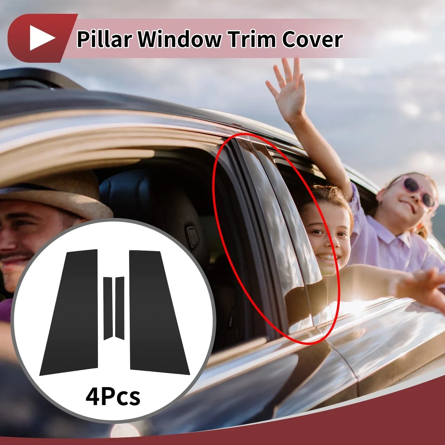 4 Pcs Car Door Pillar Window Trim for Mercedes-Benz CLS (2017-2019) Black