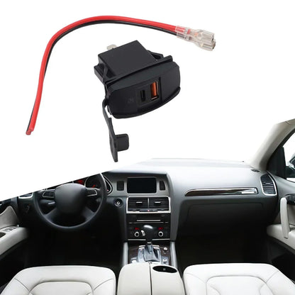 Rocker Switch Dual USB Charger PD and QC3.0 Port with LED Power Socket for Car
