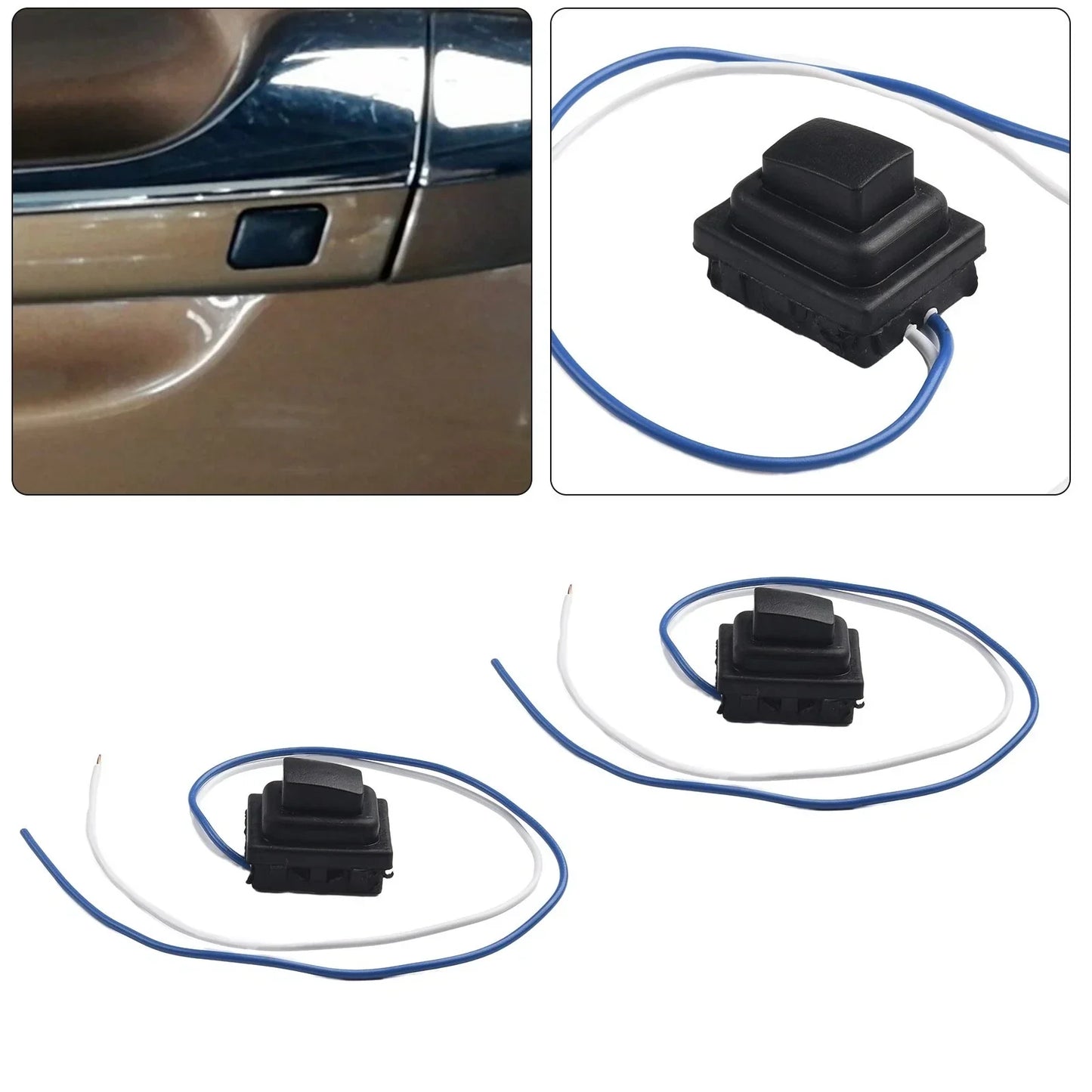 Button Switch Front Door Handle 2 x Black for Hyundai Tucson (2016–2020)