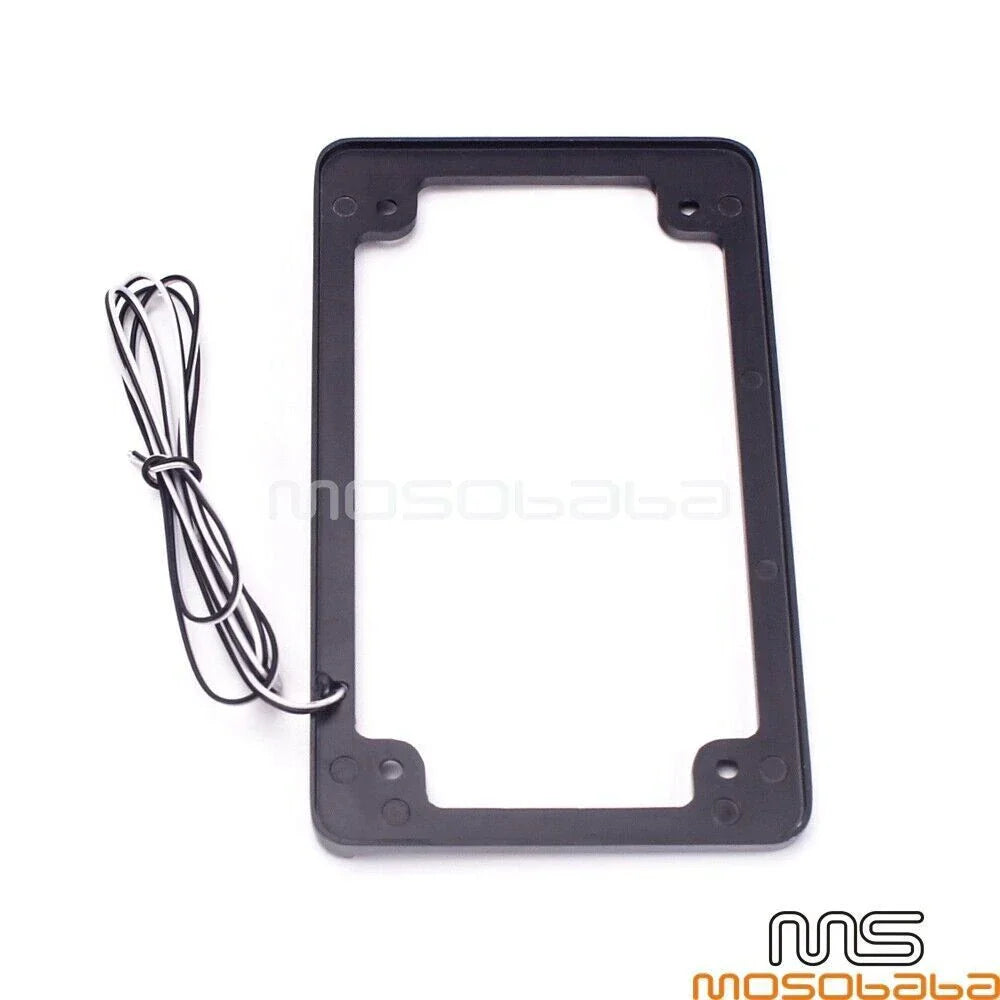 Black Motorcycle License Plate Frame Holder with LED Lights for Motorcycles