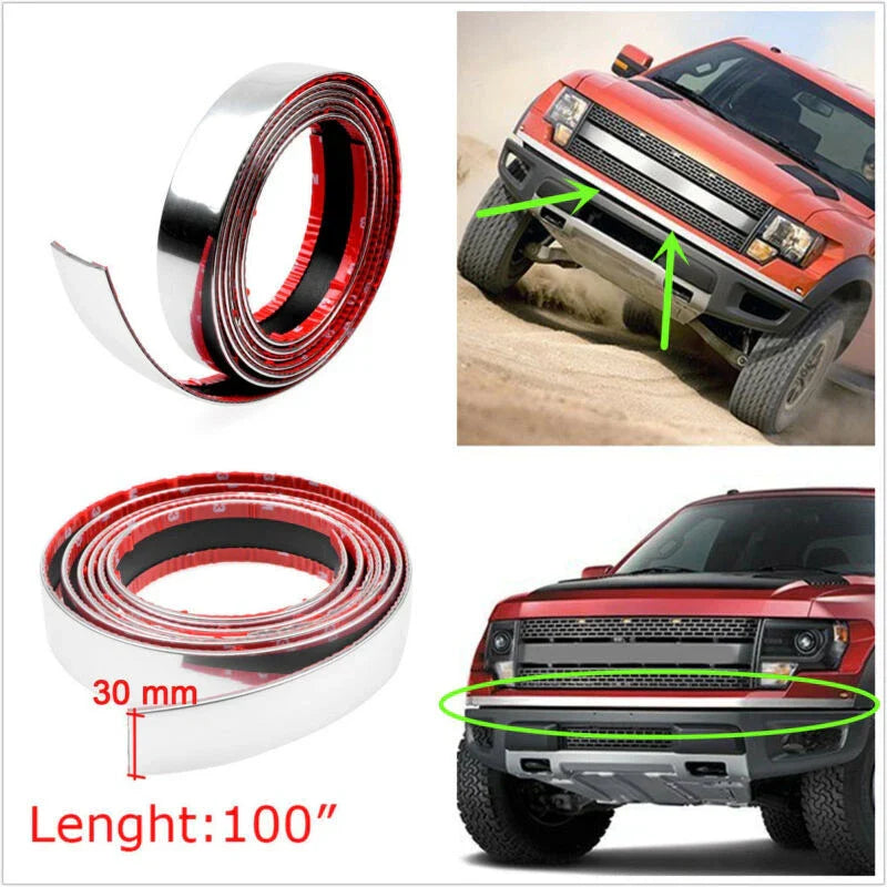 100" Chrome Door Bumper Edge Guard Protector Strip for Car SUV (All Years)