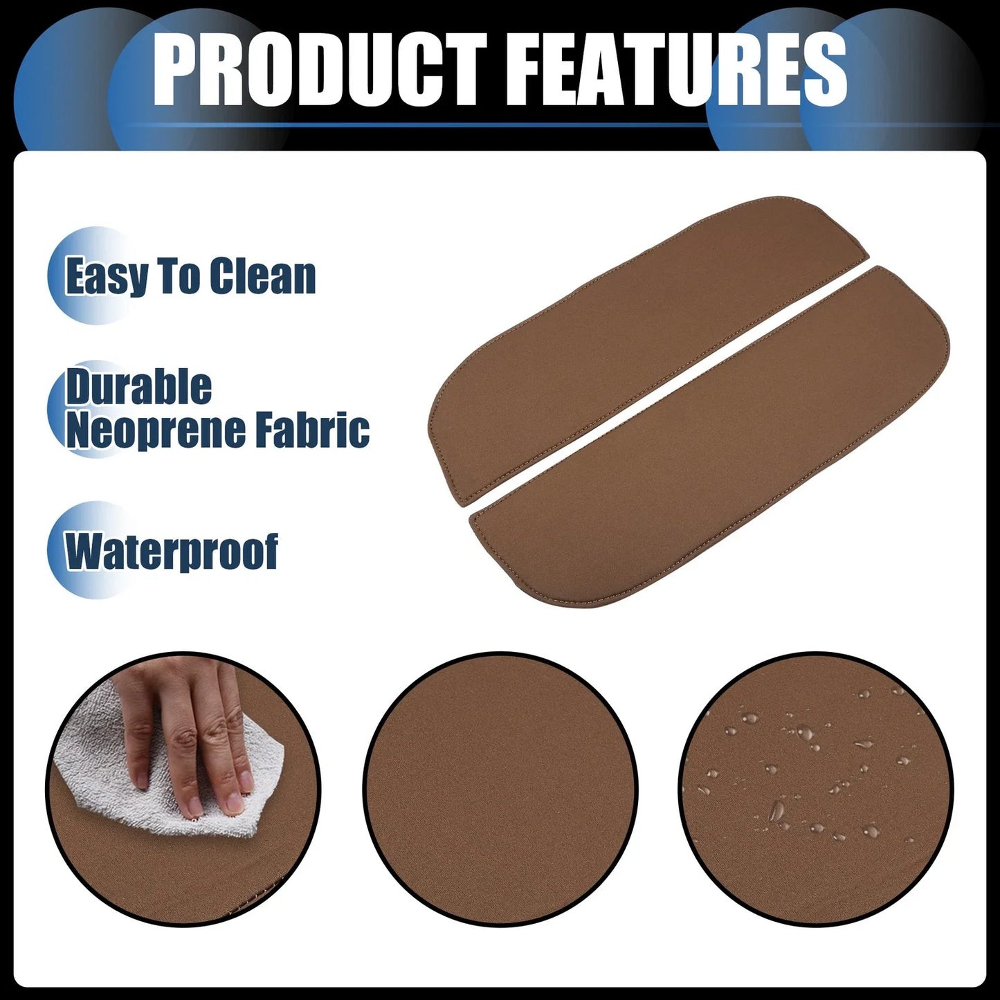 Armrest Protector Cover Pad for BMW X5 X6 Neoprene Fabric Deep Brown